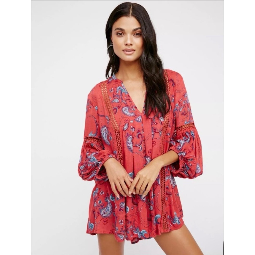 Free People Just The‎ Two Of Us Paisley Tunic Whimsy Boho S Festival Indie